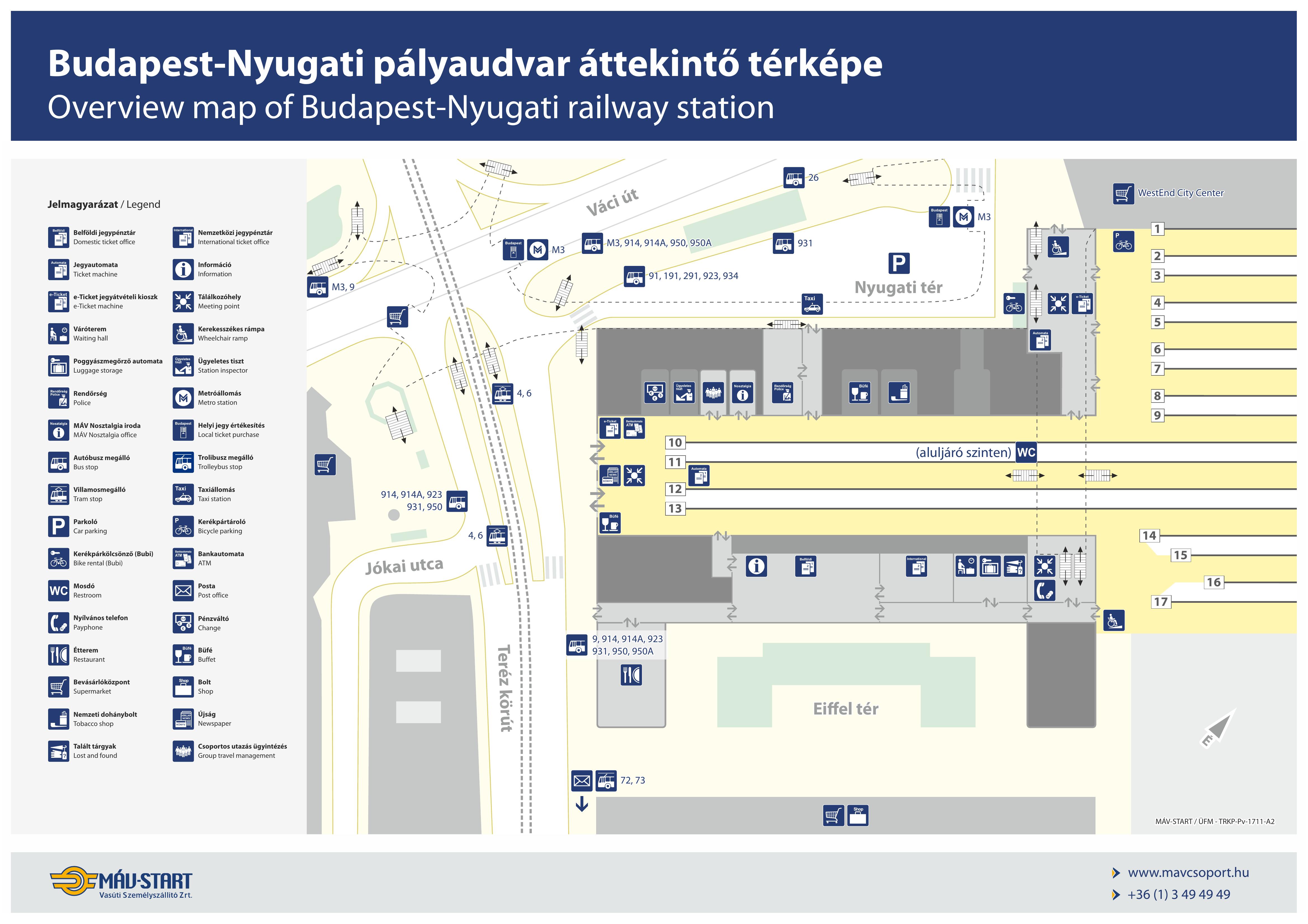 Budapest Nyugati pályaudvar térképe